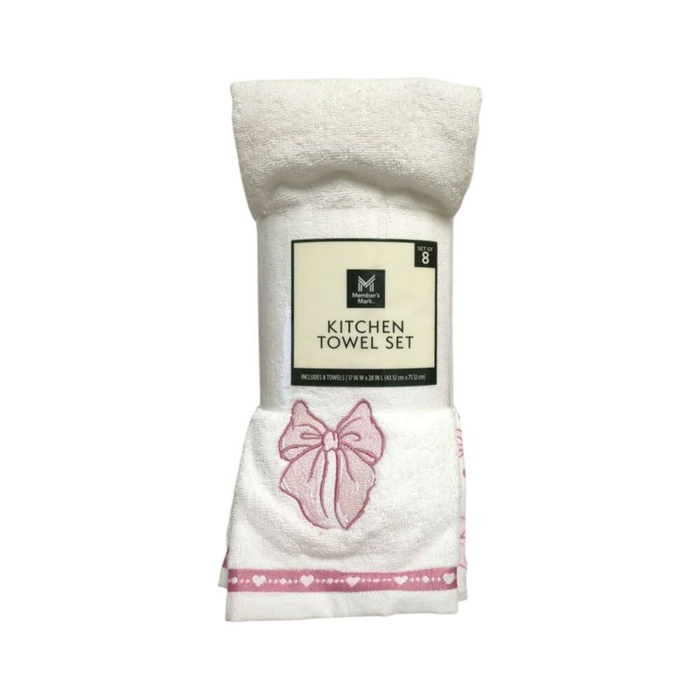 Member's Mark Kitchen Towel Set, Valentine's Day, 8 Piece - Bows